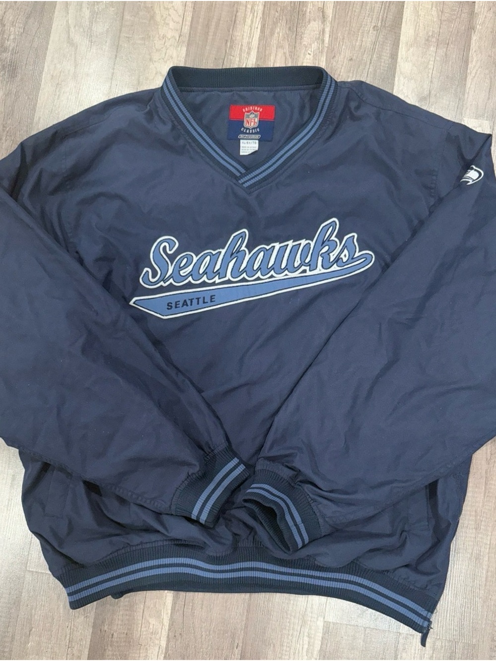 Reebok Navy Seattle Seahawks Pullover Windbreaker